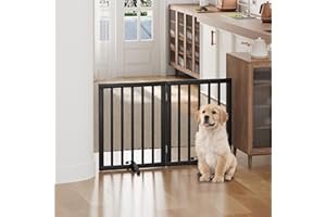 Dog Gate, Bamboo Freestanding Dog Gates for Doorways, Foldable Dog Gate Indoor, Pet Gates for Doorways Bedroom, Puppy Gate wi