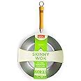 School of Wok 12" Skinny Wok | Flat Bottom | Carbon Steel | Bamboo Handle with Loop Hook | Dimple Surface to Spread Oil Thinly |12in/30cm