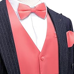Barry.Wang Mens Coral Pink Formal Vest V-neck Slim