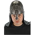 Knight Helmet Hat - Metallic Finish with Chain Mail Drape and Nose Piece, Adjustable Fit