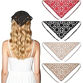 4 Pack Crochet Bandana Headbands, Soft Lightweight Crochet Triangle Head Scarf, triangle head scarf hair bandanas, Boho Style Triangle Shawl, Crochet Bandana Head Kerchief Hair Scarf (21.26x10.23 In)