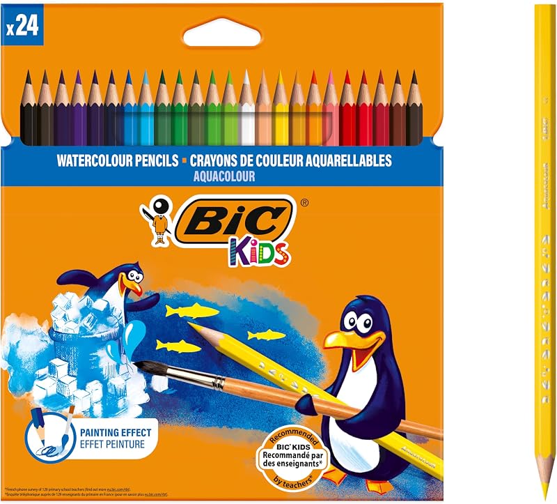 Aquacouleur Buntstifte mit Aquarell-Effekt – Leuchtende Farben, Sechskantform, Leicht Anzuspitzten, Ideal für Feine Übergänge, 24er Set