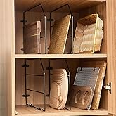 Blulu 4 Pcs Baking Sheet Organizer 12" x 20" Tray Dividers for Cabinets Kitchen Cabinet Dividers Vertical for Baking Sheets Chrome Pan Rack Storage Wires for Kitchen Cupboards(Black)