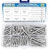 Machine Screws, 100 PCS Phillips Pan Head Electricians Screw Kit #6-32#8-32 Thread 304 Stainless Steel Screws for Electrical 
