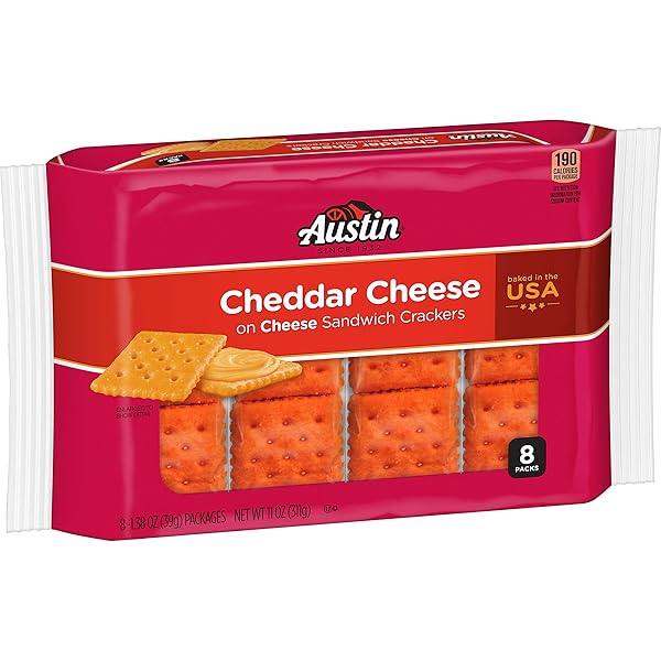 AUSTIN CHEDDAR CHEESE FLAVORED SANDWICH CRACKERS, LUNCH SNACKS,...