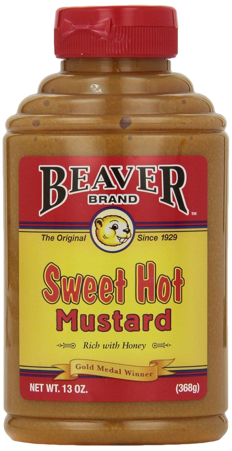 Beaver Sweet Hot Mustard, 13 Ounce Squeeze Bottle (Pack of 6)