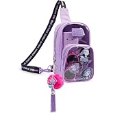 Get Trend KPop Demon Hunters Girls Clear Crossbody Bag with Removable Charm | Transparent Sling Bag with Adjustable Strap, Clear Purse for Concerts, Festivals, School, Travel, Huntrix Gifts for Girls