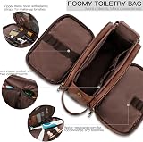 Elviros Water-Resistant PU Leather Toiletry Bag Large Travel Dopp Kit Dark Brown view 2