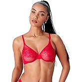 Gossard Women's Glossies Lace Semi-Sheer Underwire Bra- Everyday Basic, Adjustable Straps, Red (Chilli Red), 36C
