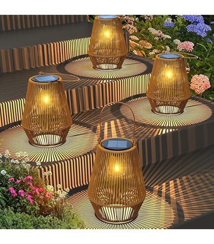 Lanterne Solaire Extérieur (4 Pack) - Effet Flamme Réaliste, étanche, éclairage Automatique 12h - Déco Jardin