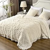 YUSOKI Long Faux Fur Twin Size Blanket,2 Layers,3.4lb for Bed Couch Home Décor Gifts Women (Cream White,60" x 80")