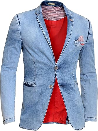 light blue denim blazer