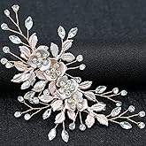 Bridal Hair Accessories Wedding Hair Clip for Brides, Handmade Rhinestone Hair Vine Wedding Head Pieces for Women and Bridesmaids Flower Girls, Light KC-Gold