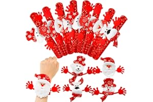 Blulu 20 Pieces Christmas Slap Bracelets Christmas Snap Bracelet Party Favors Xmas Slap Bands Include Santa Claus Snowman Reindeer Bear Xmas Decorations for Girls and Boys