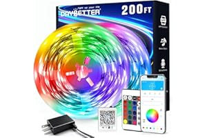 DAYBETTER LED Strip Lights 200 ft (2 Rolls of 100 ft), Smart App Control Lighting Bedroom Rome Decor with Remote, RGB Music Sync Color Changing LED Lights for Party