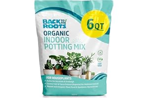 Back to the Roots 100% Organic Indoor Potting Mix (6 Quart), Promotes Healthy Houseplant Growth, Made in The USA