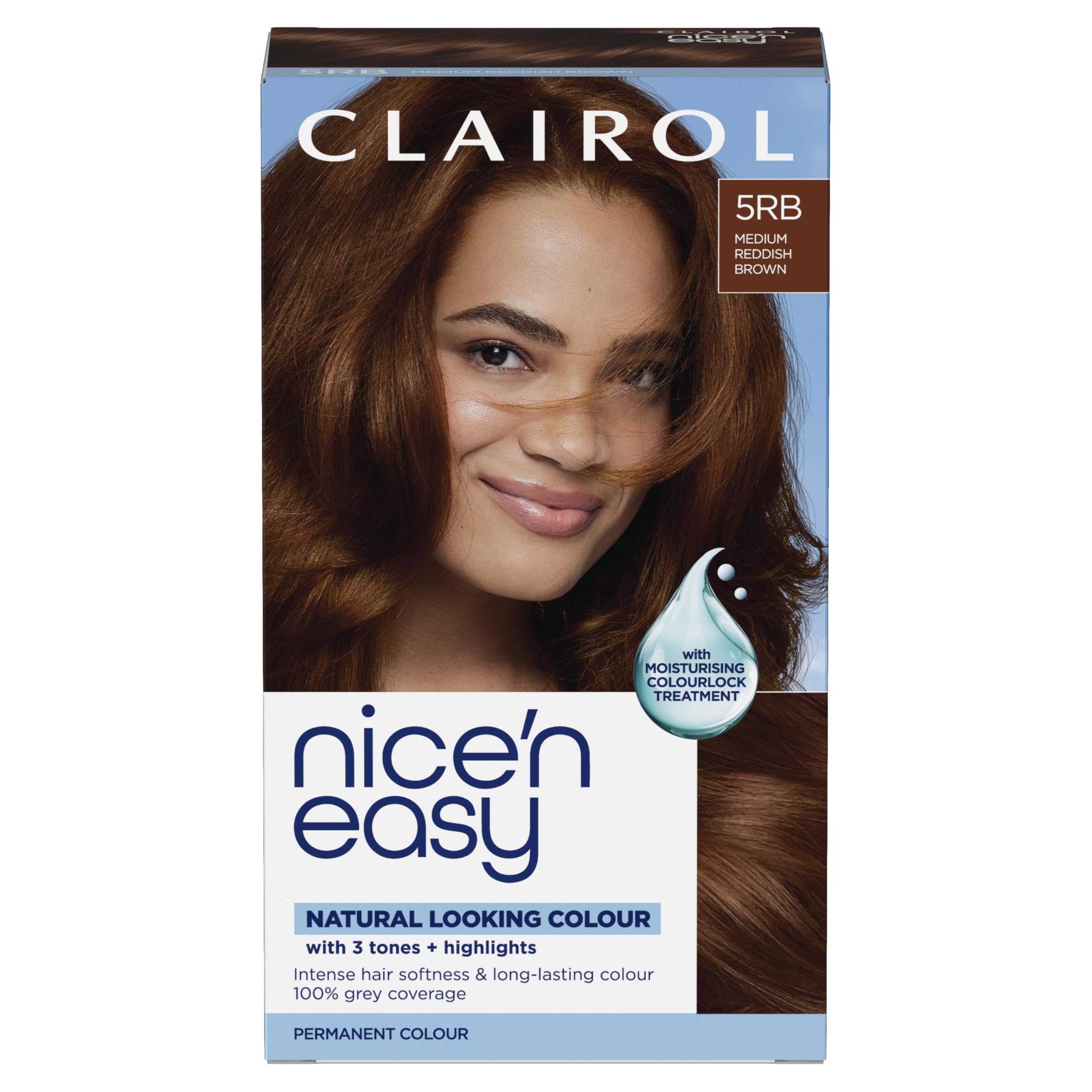 Clairol Nice’n Easy Crème, Natural Looking Permanent Hair Dye, 5RB Medium Reddish Brown, 177ml