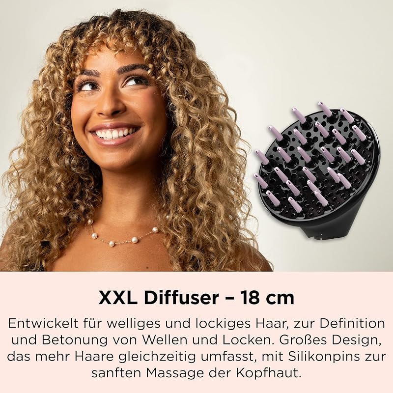 One‑Step™ 5‑in‑1 Multi Air Styler Pink Titanium Edition (inkl. Aufbewahrungstasche, 5 Aufsätze: Diffusor, Lockenaufsatz, Rundbürste, Paddle‑Bürste, Oval Volumiser – Keramik & Titanium)