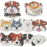 8 Pcs Dog Shaped Diamond Painting Coasters for Drinks, DIY Pet Dog Diamond Painting Kits with Holder, Diamond Art Coasters for Beginners Adults Art Craft Supplies Gift