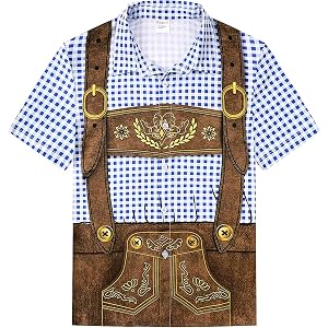Roseelf Toddlers Boys German Bavarian Oktoberfest Lederhosen Button Down Shirts