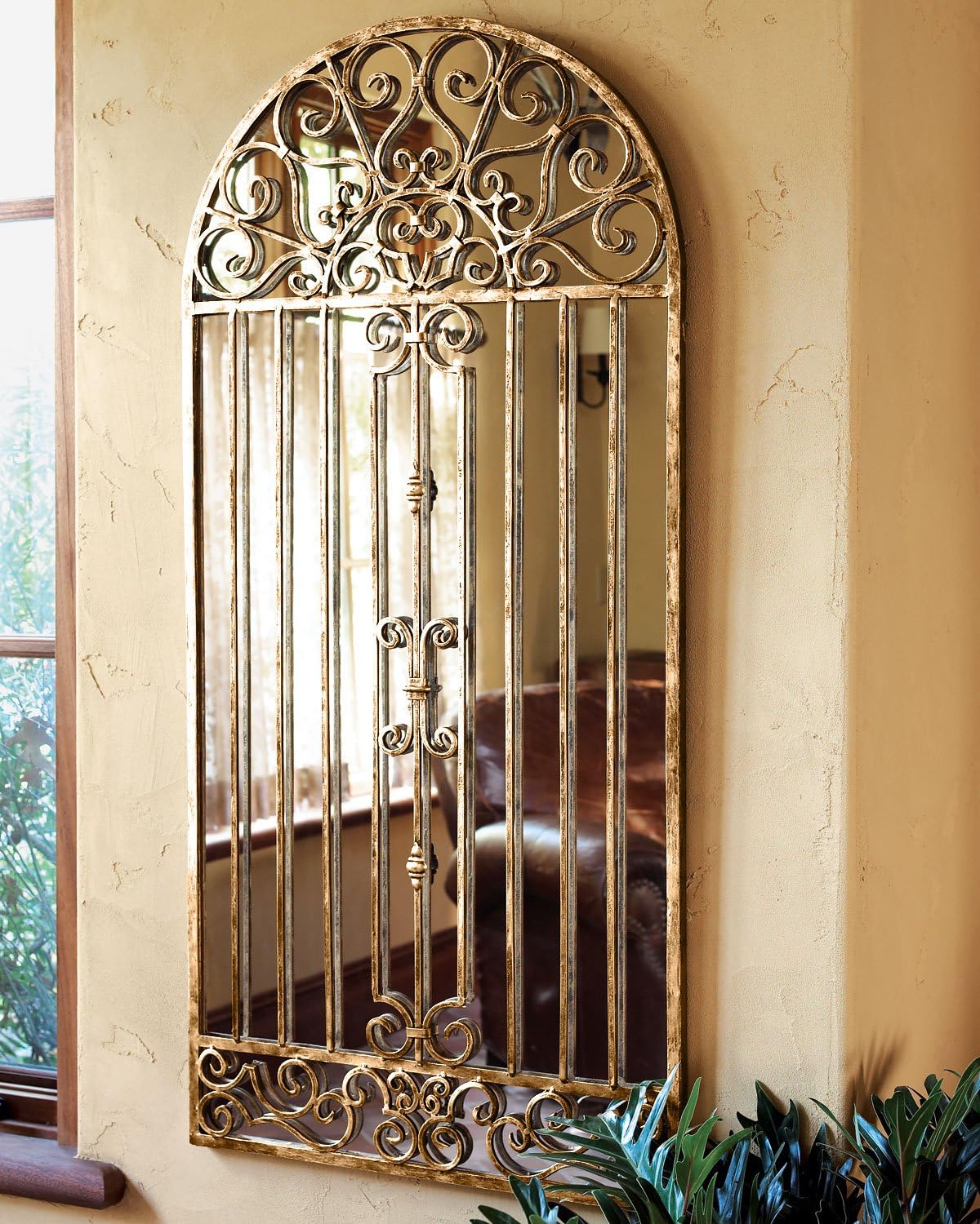 Amazon Com Ant Gold Iron Garden Gate Mirror Furniture Decor