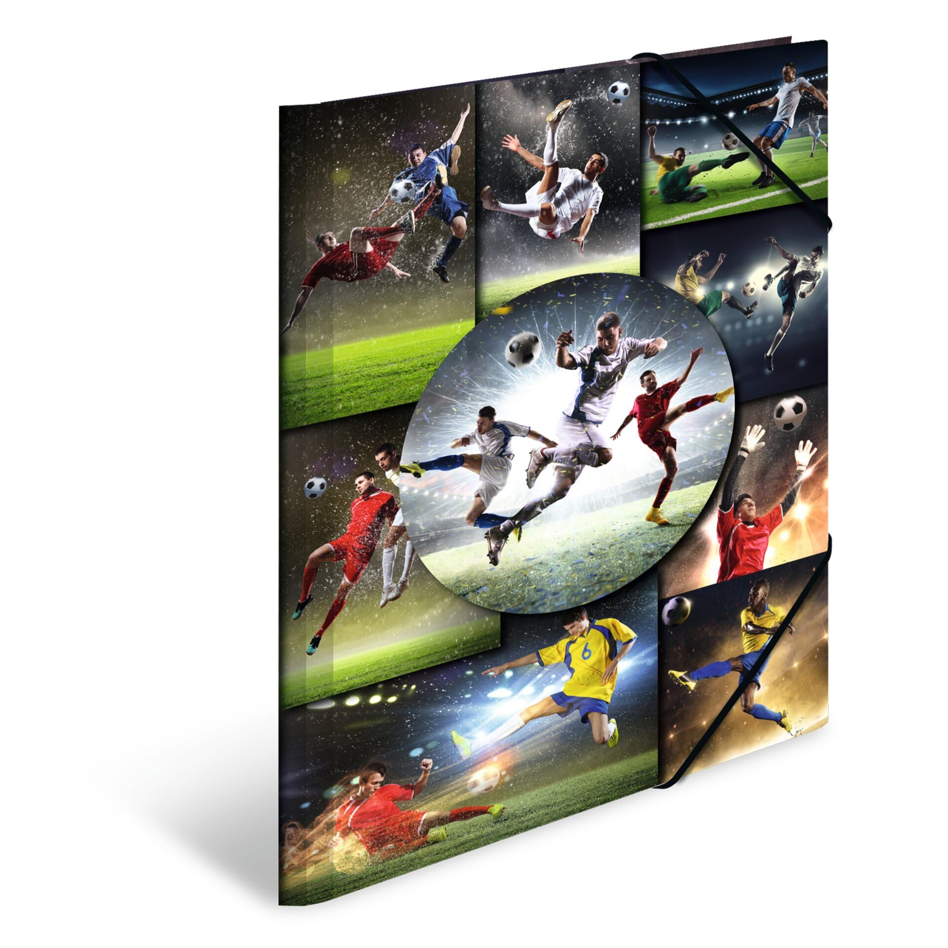 HERMA Elastic Folder Sports with Football Motif, A3, Sturdy Cardboard, with Inner Print, 1 Span Folder