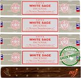 Satya Nag Champa White Sage Incense Sticks x4 with M&J Holder