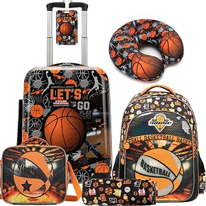 Inprof Kid’s Luggage Set 5 Piece Suitcase Set 16" Hardside Luggage with Spinner Wheels Boys Carry on Luggage Travel Rolling L