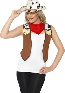 WIDMANN 02891 - Adult Fancy Dress Costume Cowgirl Waistcoat, Chaps ...