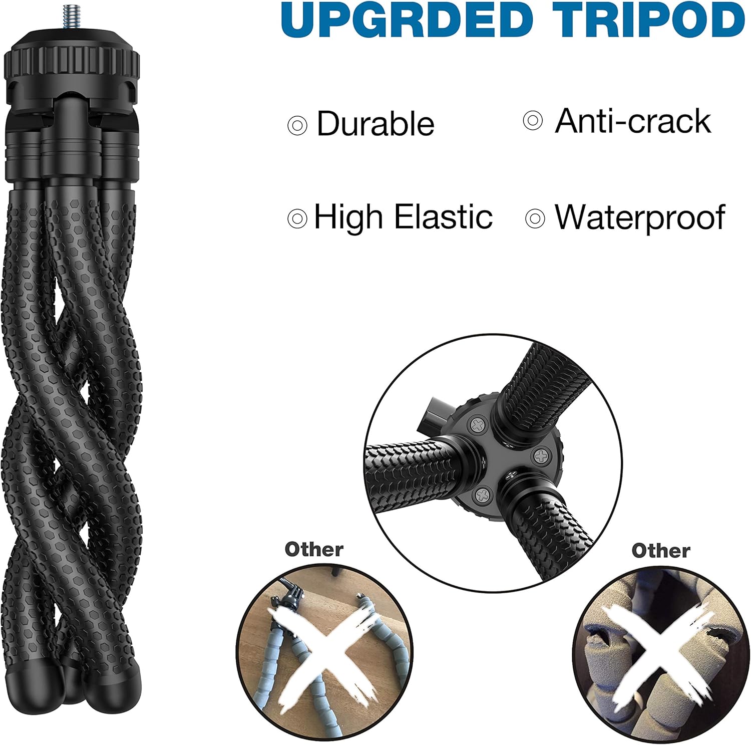 Phone Tripod, Portable Cell Phone Camera Tripod Stand with Wireless Remote, Flexible Tripod Stand for Selfies/Vlogging/Streaming/Photography Compatible with iPhone, Android Phone, Sports Camera GoPro: Camera & Photo