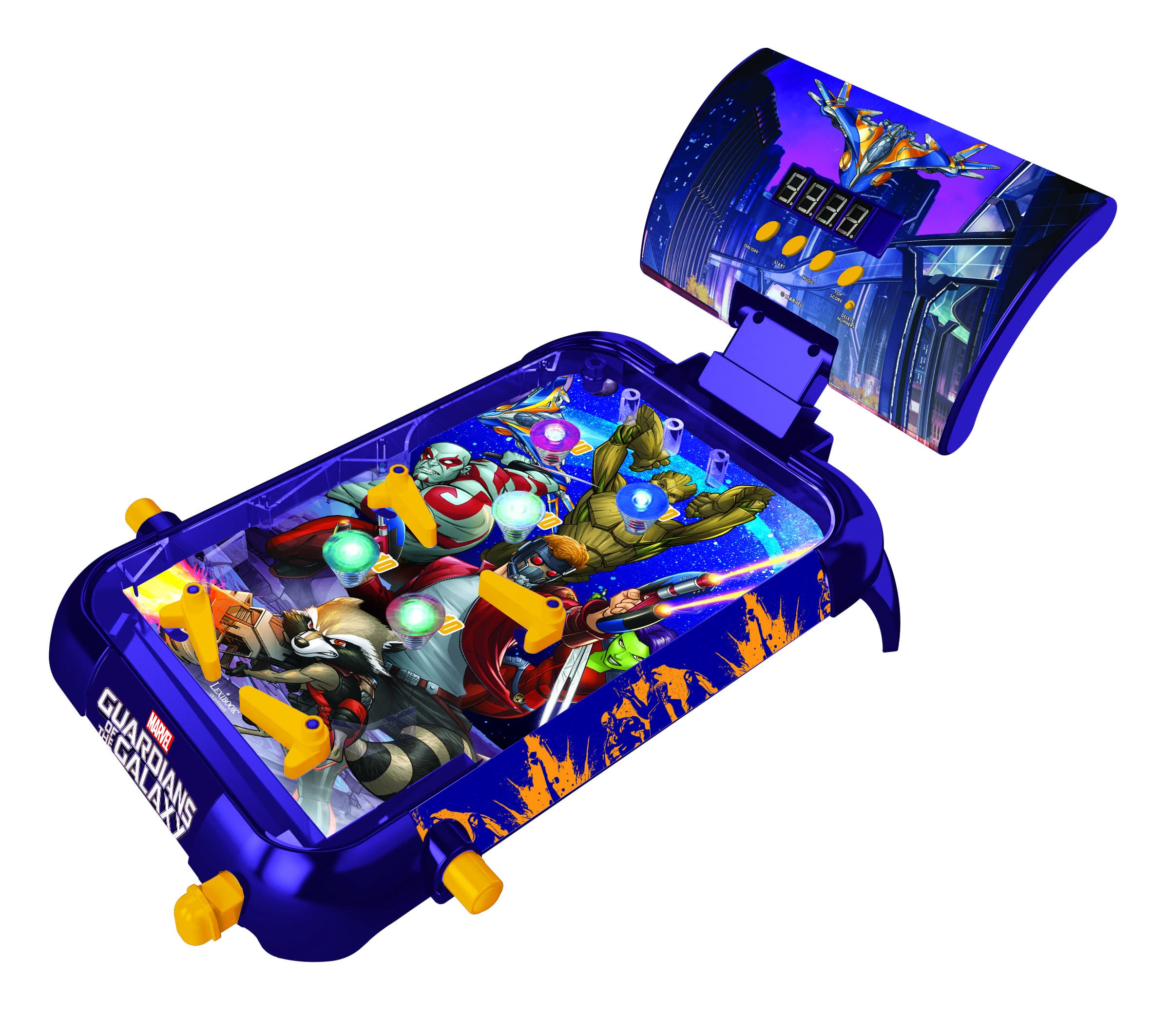 LEXIBOOK, Guardians of the Galaxy Table Electronic Pinball, Action and Reflex Game for Kids, LCD Screen, Light and Sound Effects, Purple, JG610GG