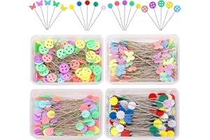 Fteven 400Pcs Flat Head Straight Pins Kits, Sewing Flat Head Pins Set, Colored Head Sewing Pins Quilting Pins with Storage Box for DIY Handicraft Marking and Positioning in Sewing