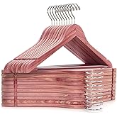Amber Home 30 Pack American Red Cedar Hangers, Smooth Finish Wood Coat Hangers with Swivel Hook & Notches for Suit, Shirt, Dress, Jacket, Pants