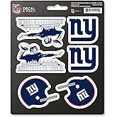 FANMATS 39537 NFL - New York Giants Decal 6-pk - Works On Hard Surfaces - for Homes, Cars, Trucks, SUVs, Personal Items, Laptops, Cell Phones | Blue | 5” x 6.25” | 6 Various Logos/Wordmark