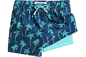 maamgic Boys Swim Trunks with Compression Liner Toddler Stretch Swim Shorts