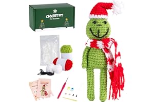Woiqeuwr Christmas Crochet Kit for Beginners, Crochet Starter Kits Crafts for Adults, Christmas Crochet Animal Kit with Step-by-Step Video Tutorials