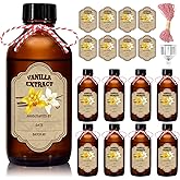 NVioAsport 8 Pack Amber Glass Vanilla Extract Bottles with Lids, 8 PCS Vanilla Extract Labels and Funnel, Glass Boston Vanilla Bottles for Syrup Gift, Jars Glass Bottles for Vanilla Extract (4oz)