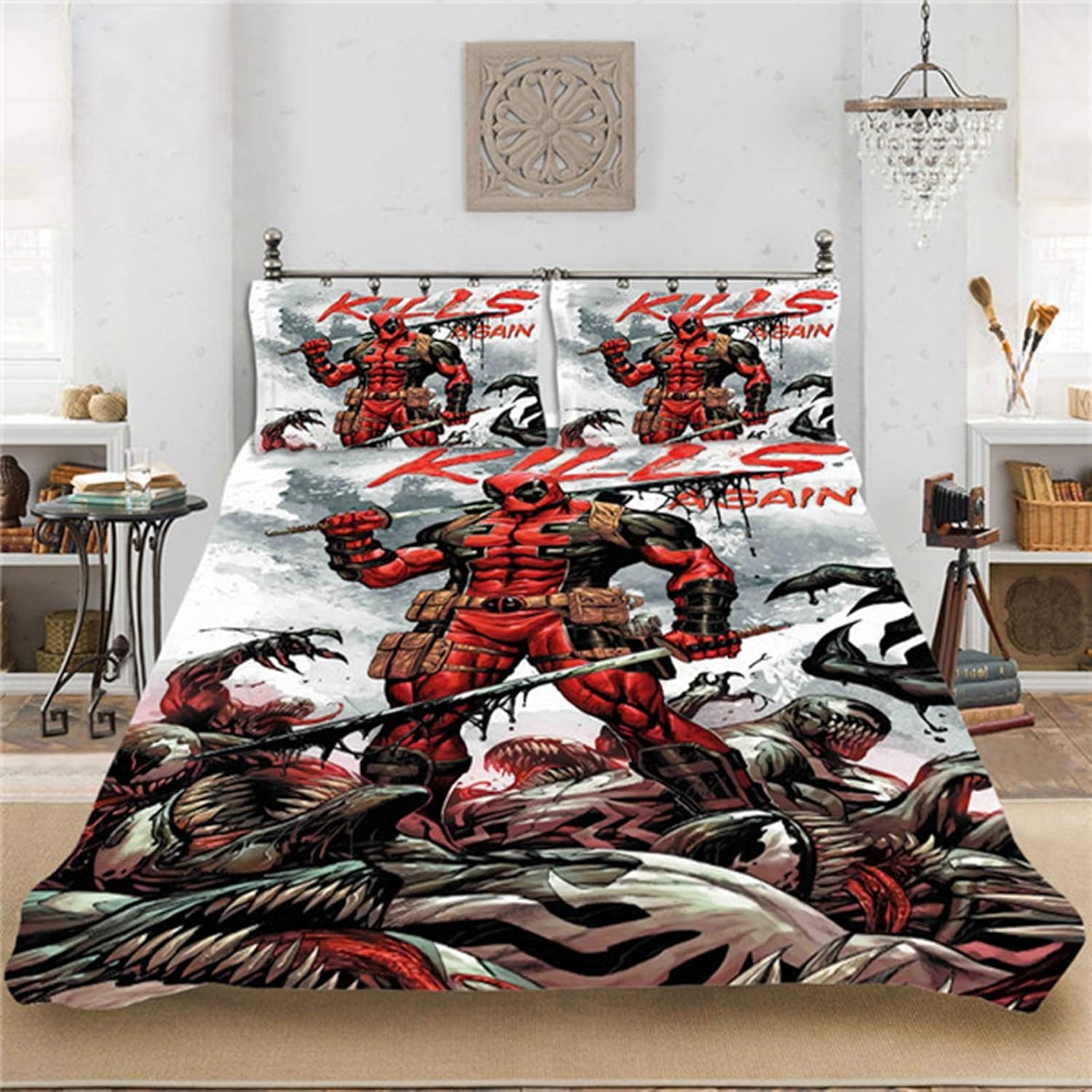 WTTING Deadpool 2/3 Piece Bedding Set, Digital 3D Print