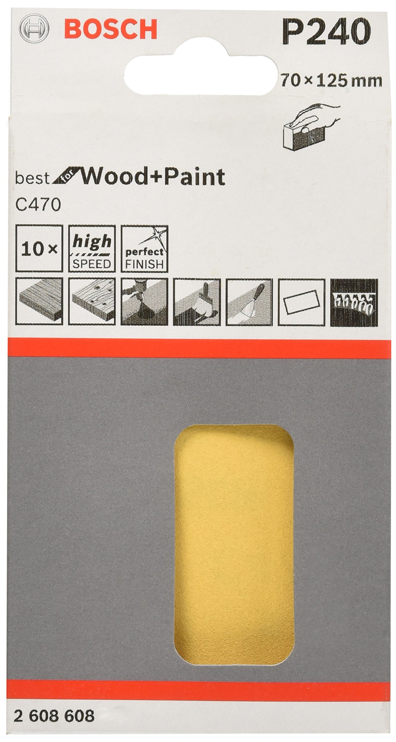 Bosch 2608608y19 70 x 125 mm Pack of 10 Abrasive Discs C470, Beige, 2608608Y27