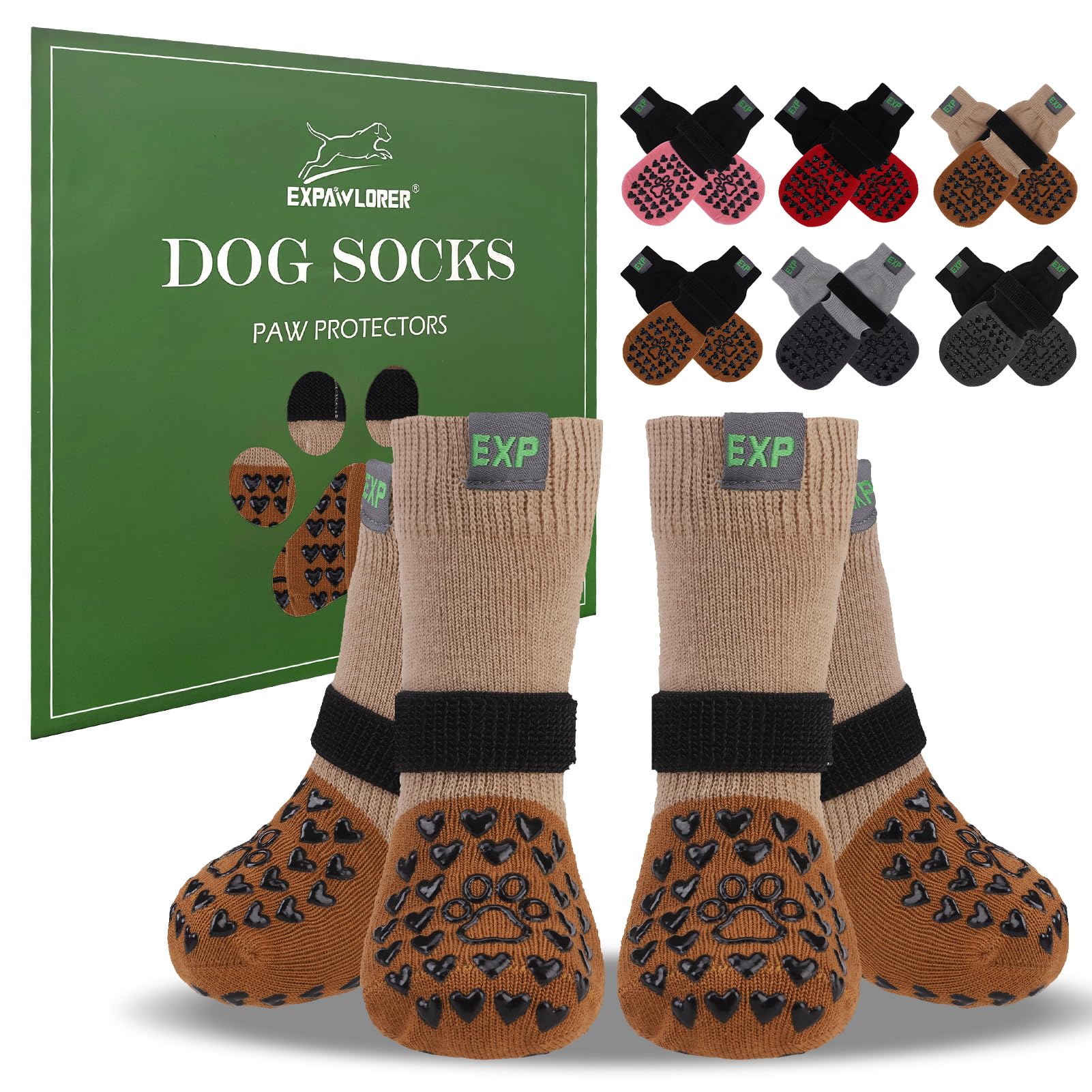 Photo 1 of EXPAWLORER Anti Slip Dog Socks to Prevent Licking Paws - Dog Shoes for Hot Pavement, Dog Boots & Paw Protectors, Dog Booties for Hardwood Floors, Small Medium Large Senior Dogs