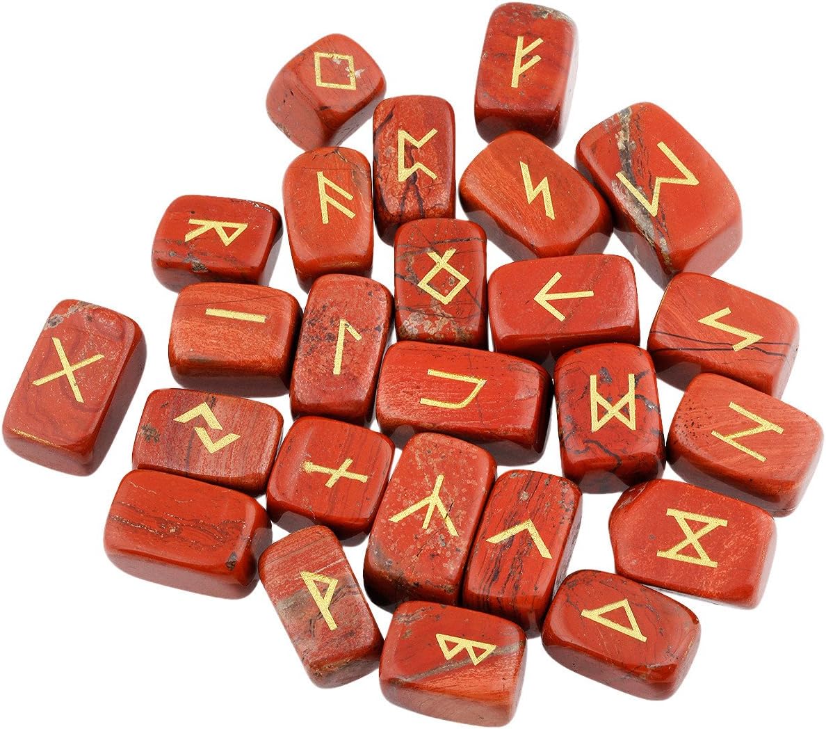 mookaitedecor Natural Red Jasper Runes Stones Set of 25