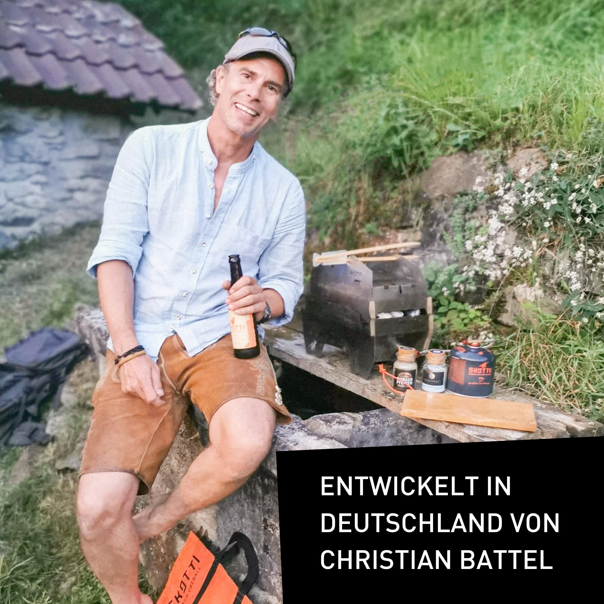 SKOTTI Grill Gas, Camping Grill Gas klein, Ideal für Camping, Festival oder Balkon, Gasgrill für Gaskartuschen, Kleiner faltbarer Campinggrill, Steckbarer Campingkocher für Grillen und Kochen 7