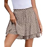 SimpleFun Womens Skorts Floral Ruffled Chiffon Flowy Shorts Summer Flared Mini Skirts
