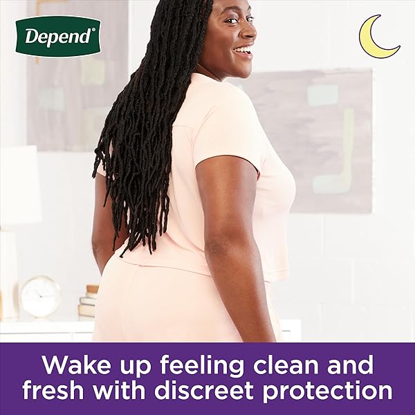 DEPEND NIGHT DEFENSE ADULT DIAPERS, INCONTINENCE & POSTPARTUM BLADDER LEAK UNDERWEAR FOR WOMEN, DISPOSABLE, OVERNIGHT, MEDIUM, BLUSH, 24 COUNT, PACKAGING MAY VARY