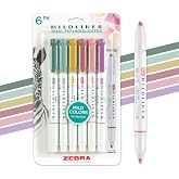 Zebra Pen MILDLINER No Bleed Highlighter, Assorted Mild, Dual Tip, 6-Pack | Broad and Fine Point Tip Marker Set, Ideal for Bible Highlighting, Journaling, School, Teacher and Office Supplies (78906)