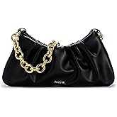 Preelyxir Small Leather Dumpling Shoulder Bag for Women,Cute Hobo Purses and Handbags,Gold Chain Evening Clutch Purses