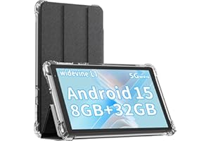 IWEGGO Android 15 Tablet with Case, 7 Inch 8GB RAM+32GB ROM/ 1TB Expandable Computer, 5MP Camera Tablets, 1.6Ghz Quad-core Processor, 3000mAH Battery Tablet PC, 5G WiFi, Games 7'' Android Laptop Black