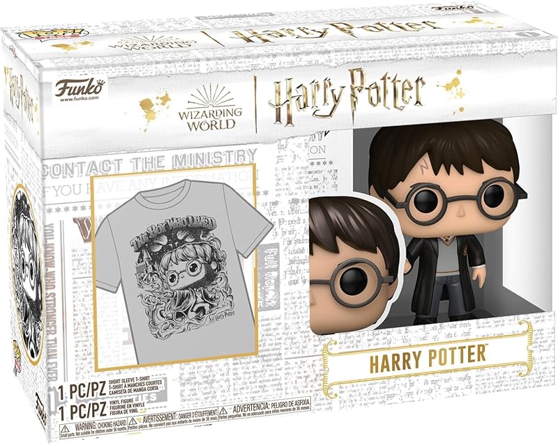 Pop! & Tee: Harry Potter - Texture Velours - Large - (L) - T-Shirt - Vêtements avec Une Figurine en Vinyle à Collectionner - Idée de Cadeau - Jouets et Top à Manches Courtes pour Les Adultes