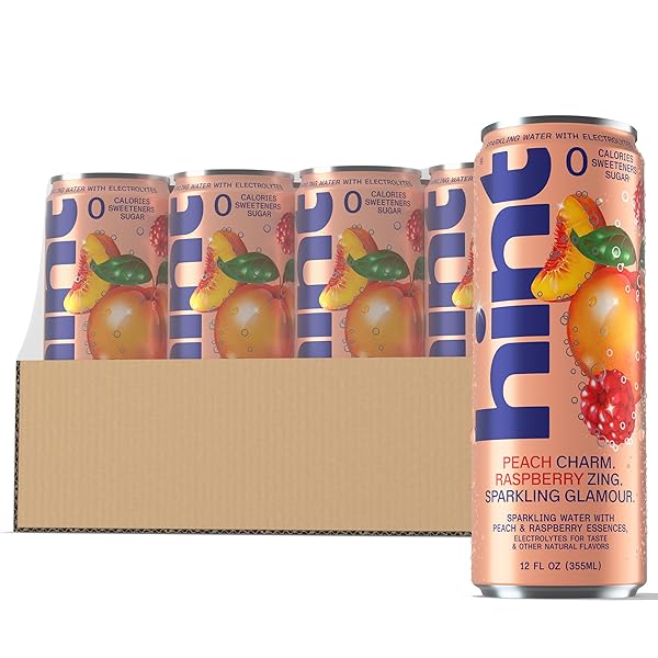 HINT SPARKLING WATER, PEACH RASPBERRY – CANNED FLAVORED...