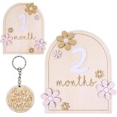 Baby Monthly Milestone Signs - Monthly Baby Milestone Signs Girl (Flower) | Elegant 3D monthly milestone signs &amp; baby monthly milestone set. Reversible wood props with 0-12 numbers for photos.